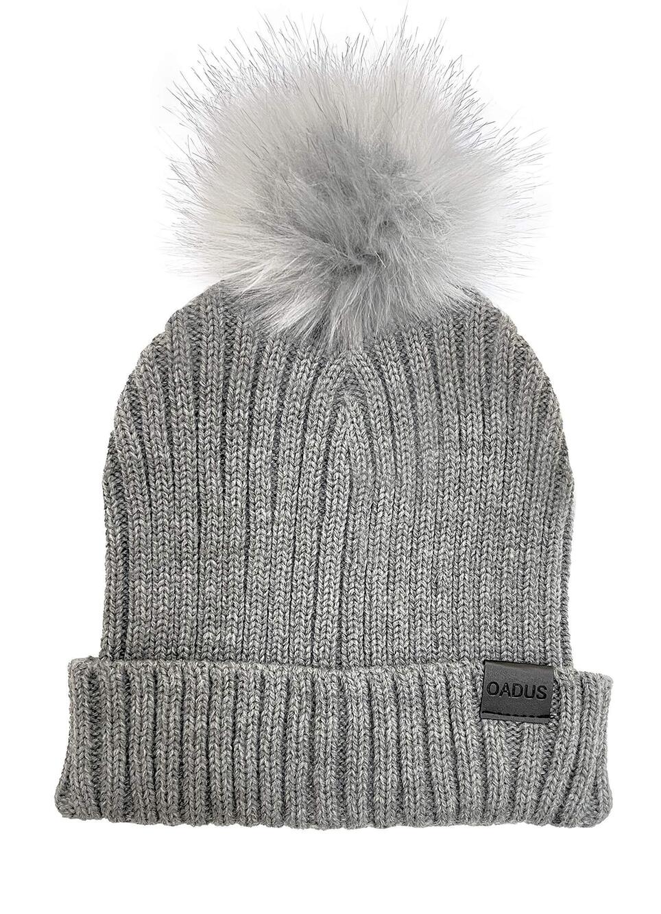 9531 Slouchy Winter Beanie Hat with Removable Faux Fur Pom, Light